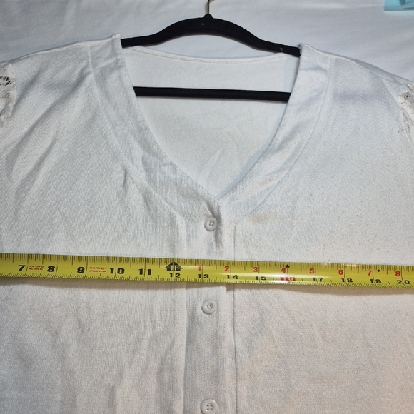 Womens Plus 3X White Lace Sleeve Women's Blouse - Picture 8 of 12